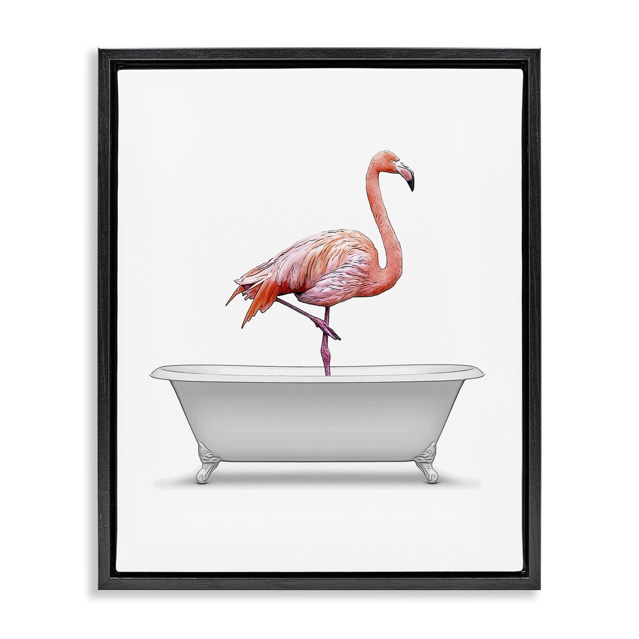 Stupell Industries Traditional Flamingo in Bath Floater Framed Canvas Wall Art Design by Annalisa Latella